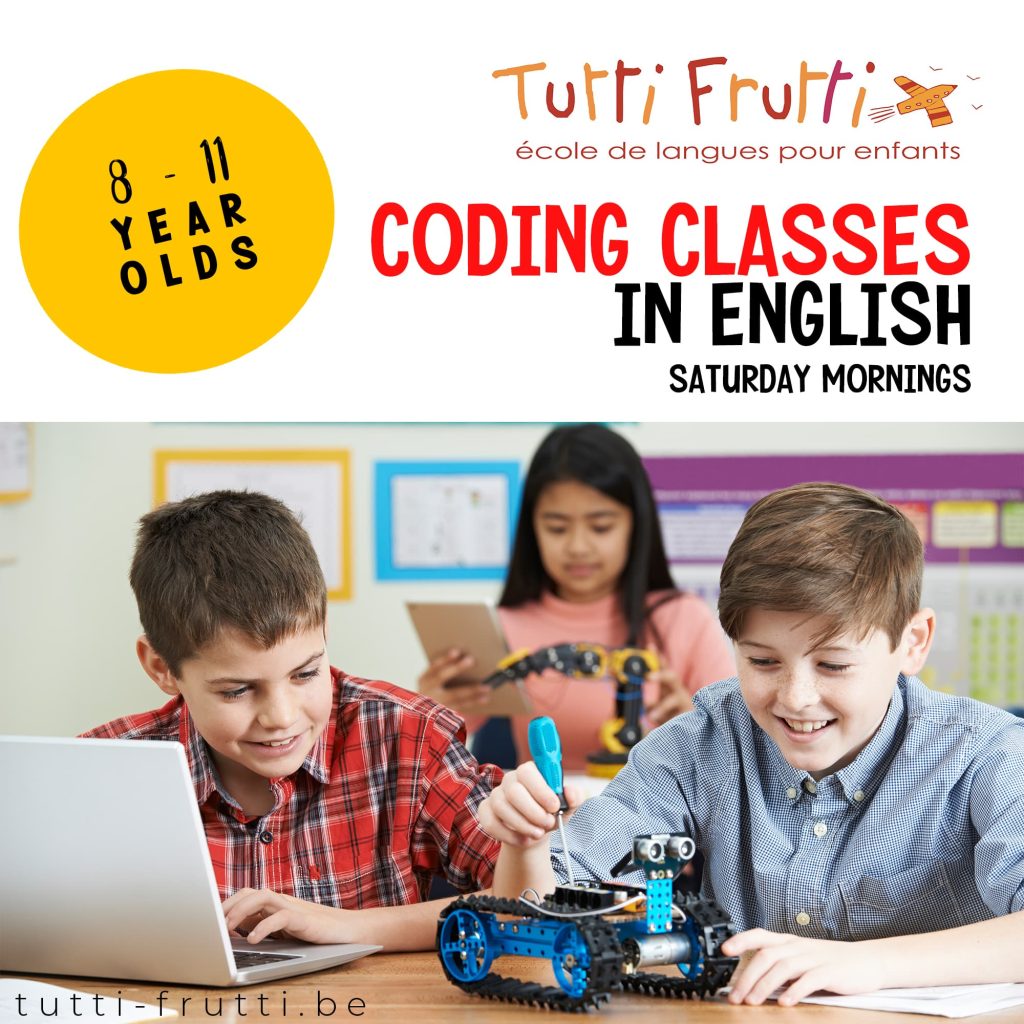 coding in english kids children brussels